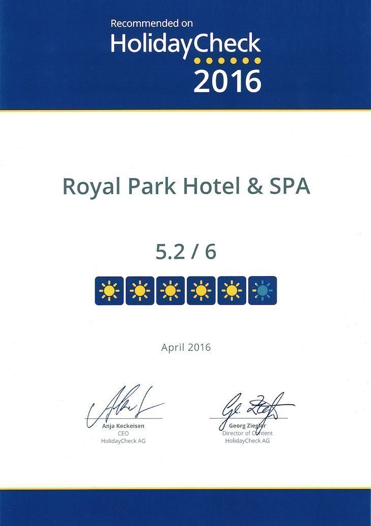 Recommended on HolidayCheck 2016